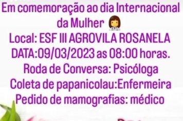 DIA INTERNACIONAL DA MULHER NO ESF III- AGROVILA ROSANELA 