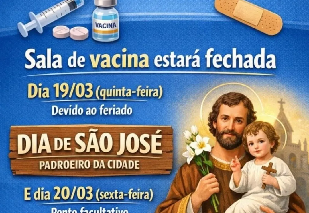 Sala de Vacinação estará fechada nos dias 19 e 20 de março